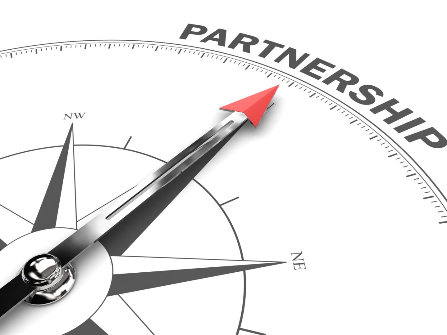 Teamwork partnership compass business direction